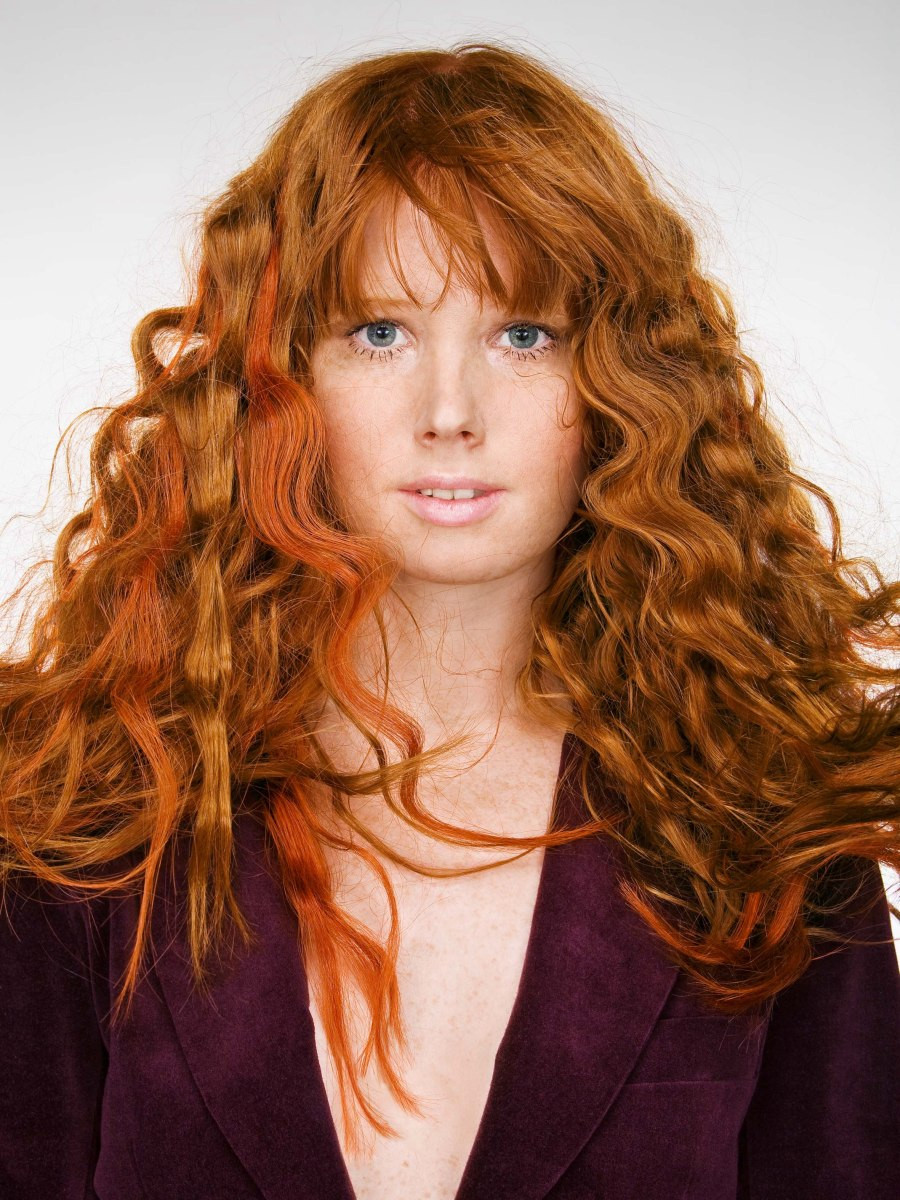 Long Red Hairstyles
 Long red hair with large pressed waves