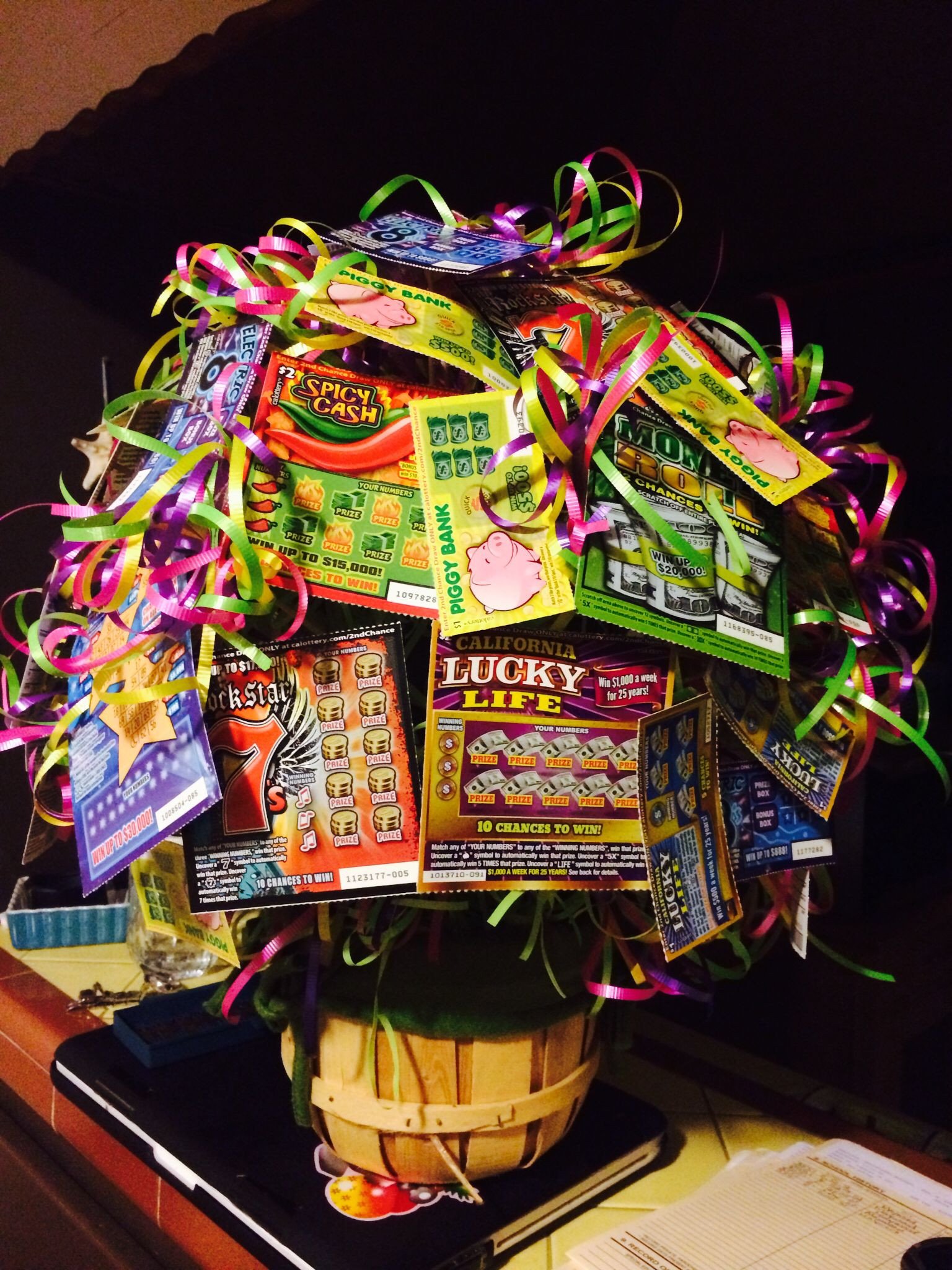 Lottery Gift Basket Ideas
 Lottery scratcher tickets t basket