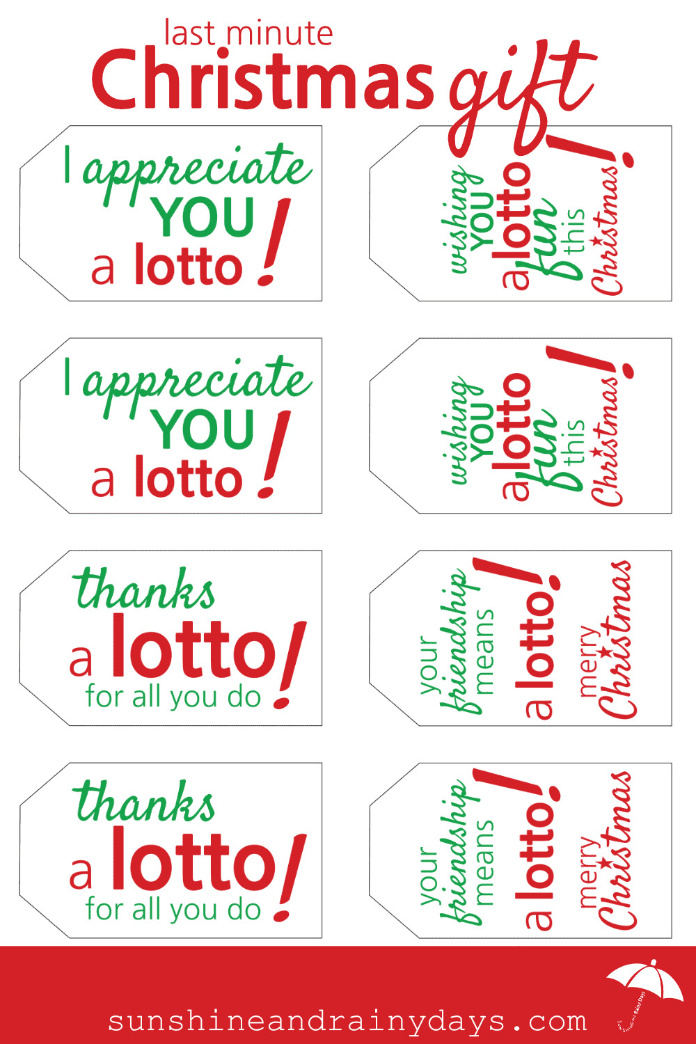 Lottery Ticket Christmas Gift Ideas
 Last Minute Christmas Gift Plus Free Printable