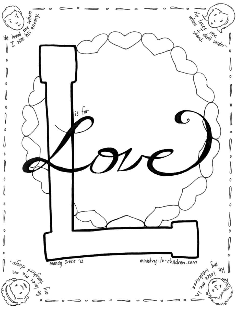 Love Coloring Pages For Kids
 "L is for Love" Coloring Page