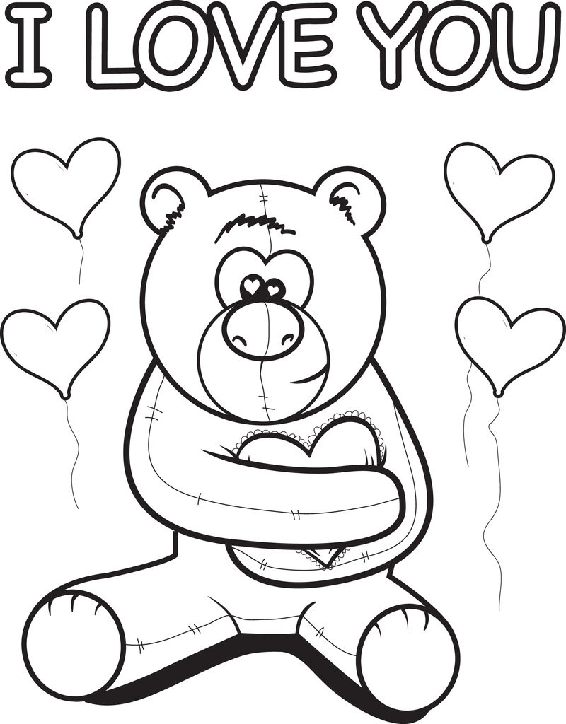 Love Coloring Pages For Kids
 Printable I Love You Teddy Bear Coloring Page for Kids