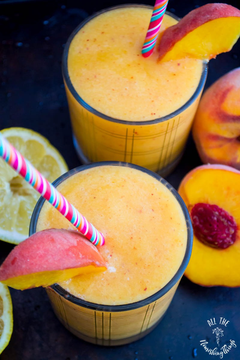 Low Calorie Peach Recipes
 Vegan Peach Slushie low carb healthy 3 ingre nts paleo