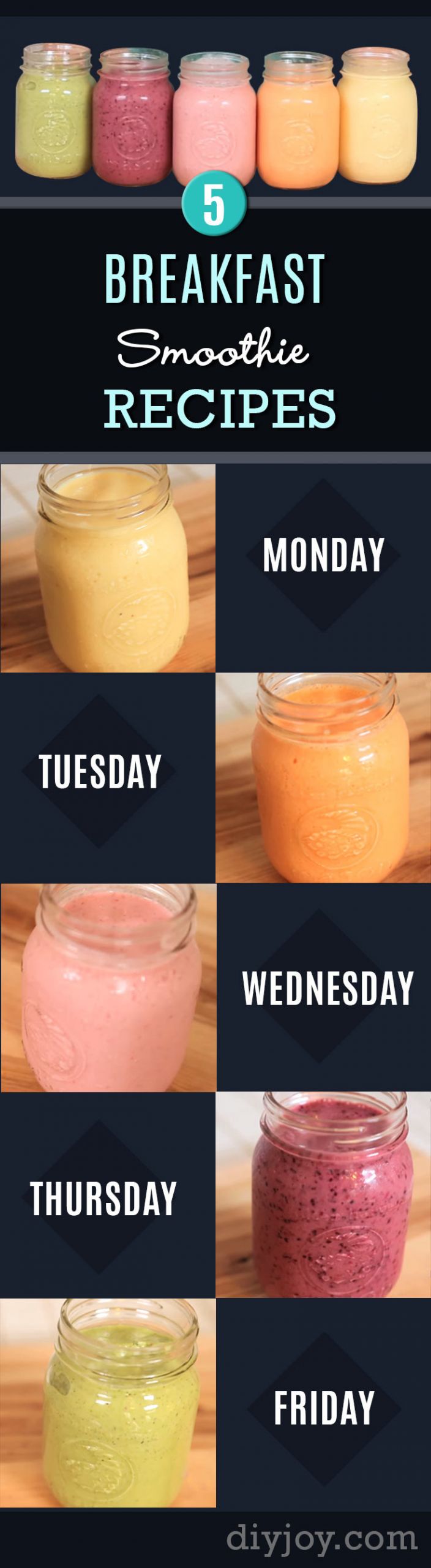 Low Calorie Smoothie Recipes For Weight Loss
 Monday to Friday 5 Breakfast Smoothie Recipes
