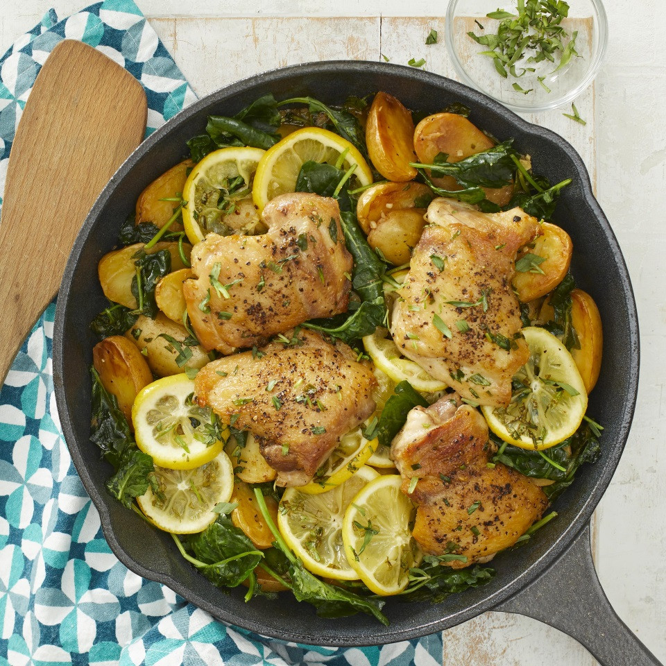 Low Cholesterol Food Recipes
 Skillet Lemon Chicken & Potatoes with Kale Recipe