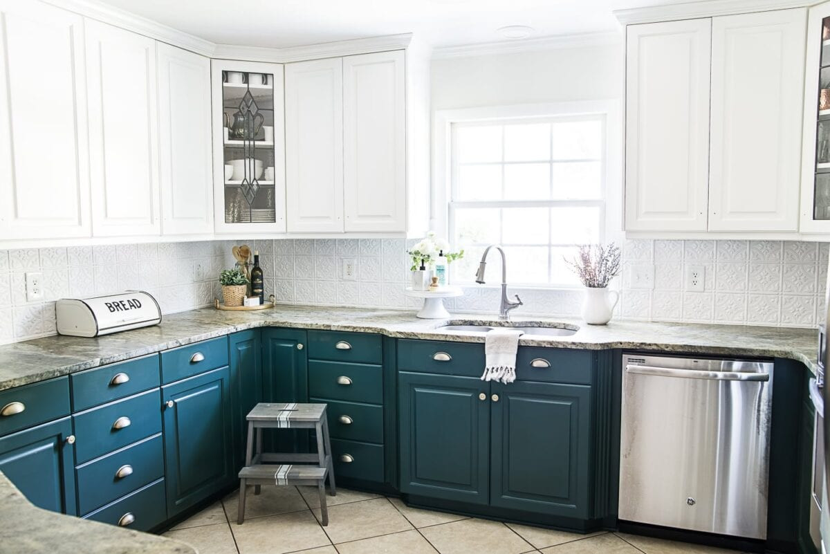 Lowering Kitchen Cabinets
 Green Kitchen Cabinet Update Bless er House