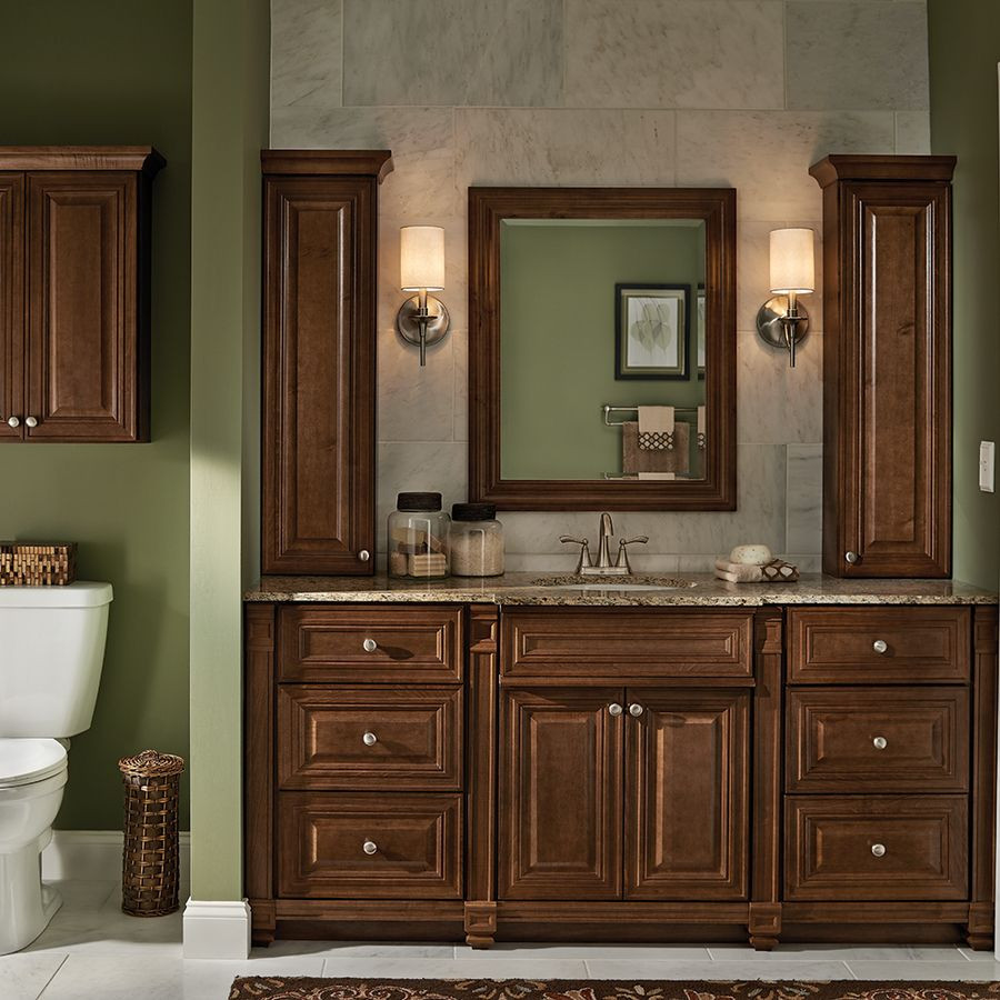 Lowes Cabinets Bathroom
 Monroe vanity in cognac Villa Bath by RSI at Lowe s