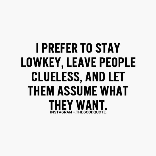 Lowkey Relationships Quotes
 I prefer to stay lowkey leave people clueless and let