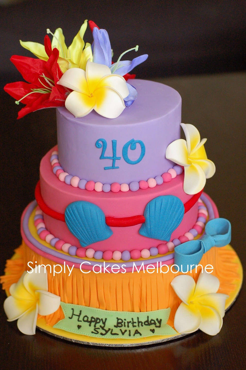 Luau Birthday Cake
 Simply Cakes Melbourne Hawaiian Luau Birthday Cake