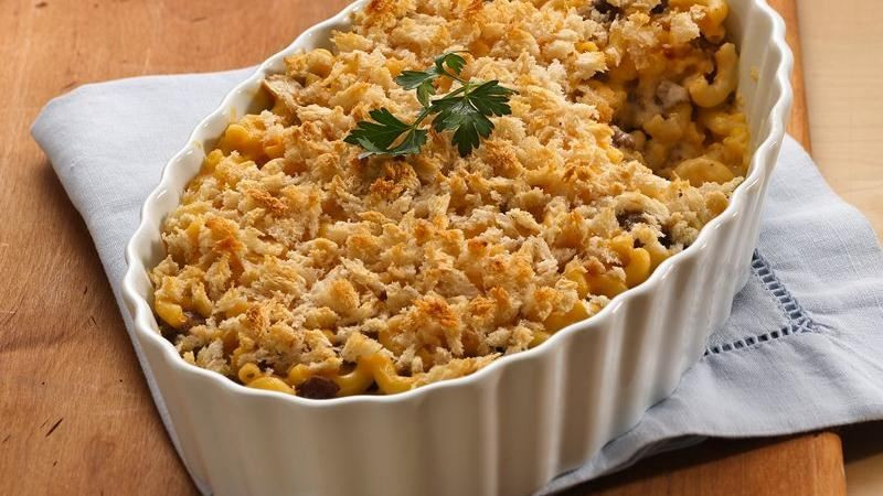 Mac N Cheese With Ground Beef
 Layered Mac and Cheese with Ground Beef recipe from Betty