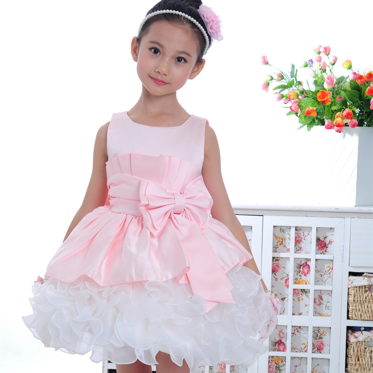Macy'S Baby Girl Party Dresses
 Elegant pink sleeveless kids clothes formal baby girls