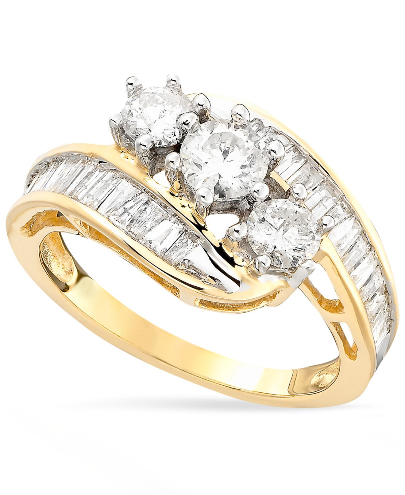 Macys Diamond Rings
 Macy s Us Diamond Bypass Ring In 14K Gold 1 1 2 Ct T W