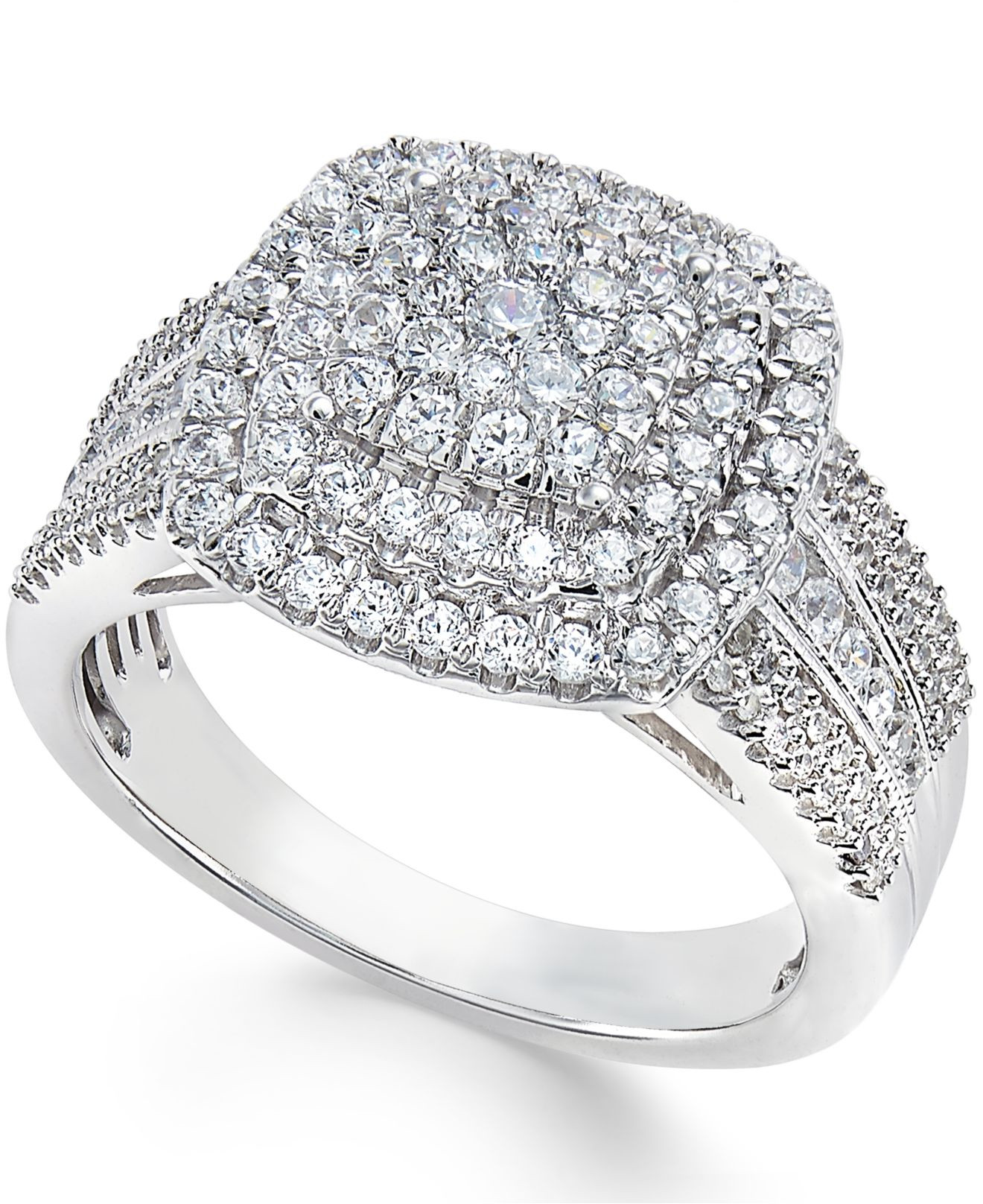 Macys Diamond Rings
 Lyst Macy S Diamond Cluster Ring 1 Ct T w In 10k