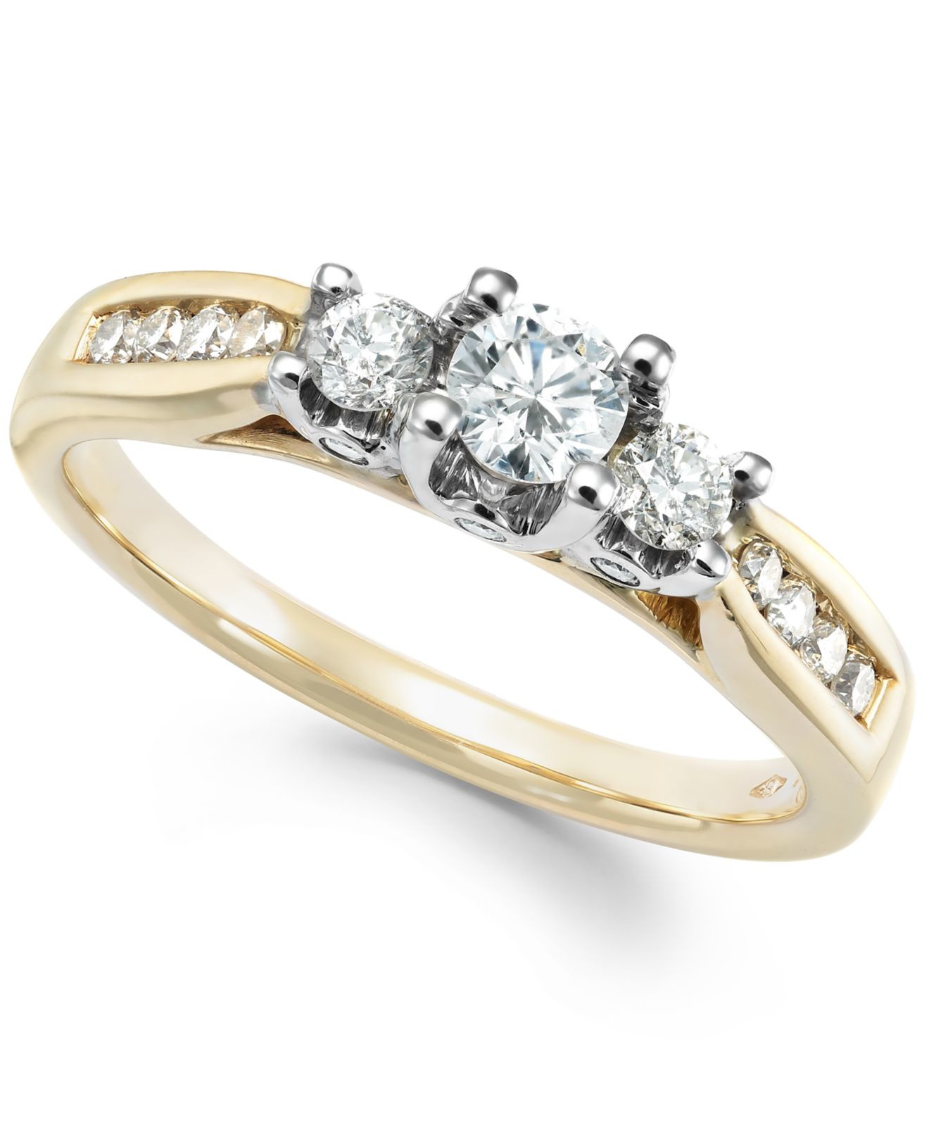 Macys Diamond Rings
 Macy s Us Three Stone Diamond Ring In 14K White Yellow