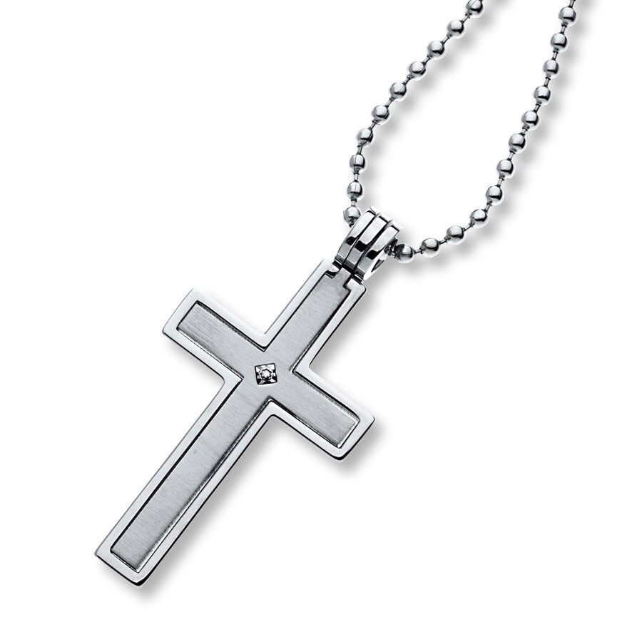 Male Cross Necklace
 Men s Cross Necklace Diamond Accent Stainless Steel