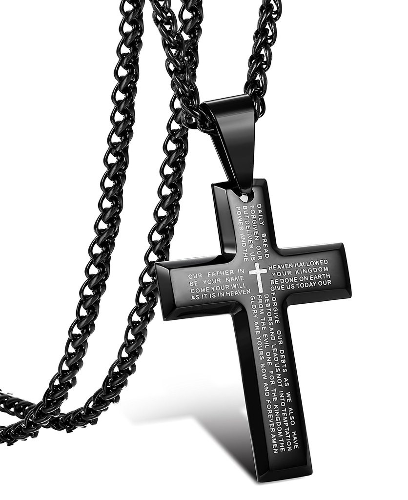Male Cross Necklace
 Jewelry Men s Stainless Steel Simple Black Cross Pendant