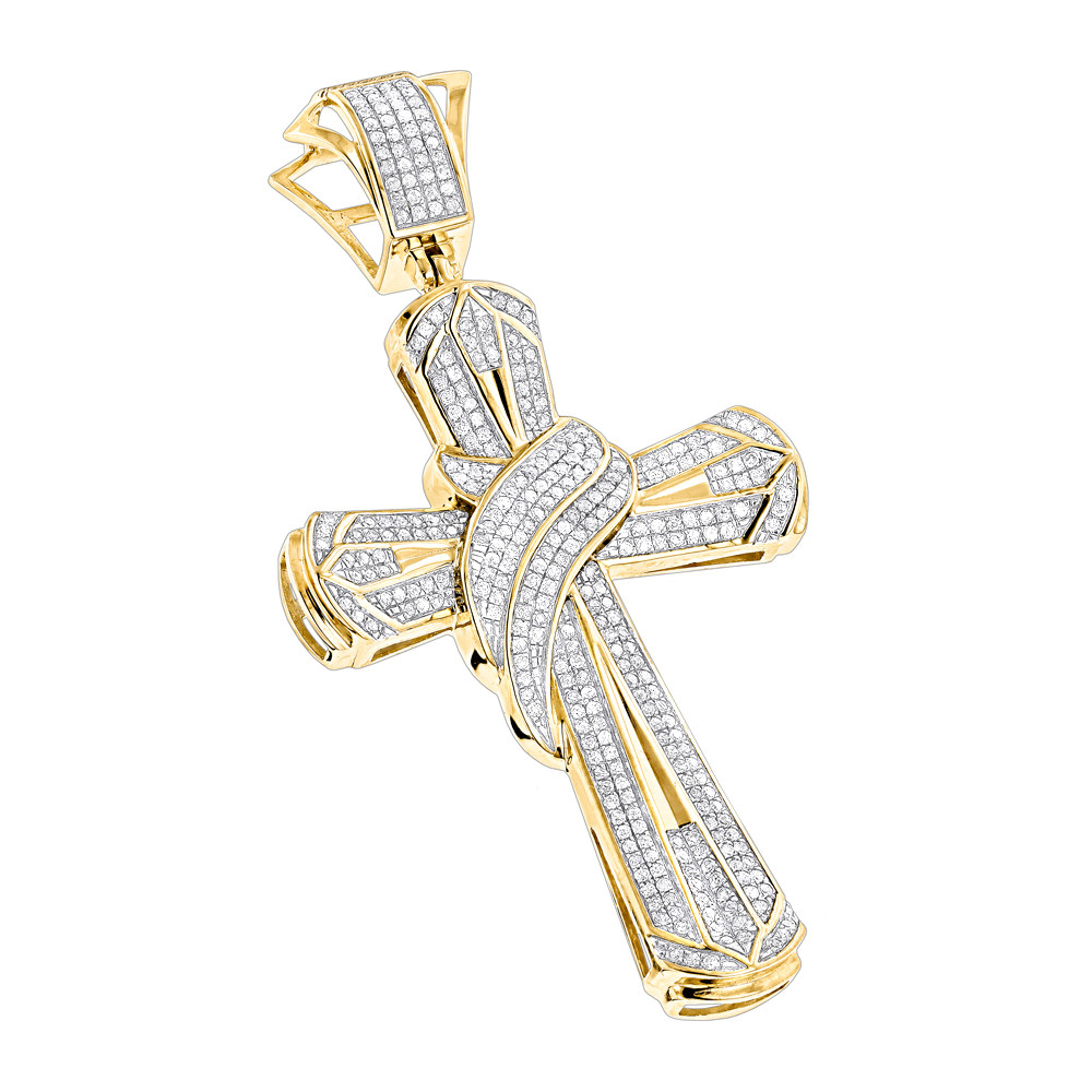 Male Cross Necklace
 Hip Hop Jewelry 10K Gold Mens Diamond Cross