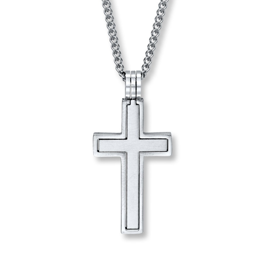 Male Cross Necklace
 Men s Cross Necklace Stainless Steel 24 inch Length