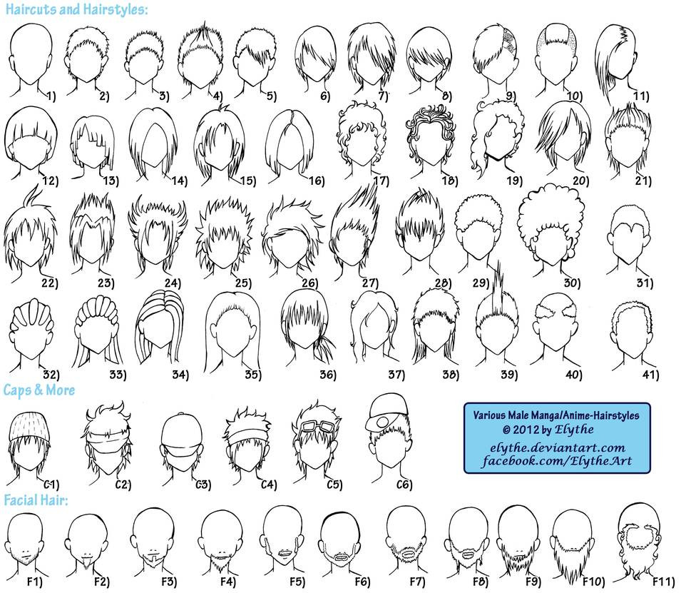 Male Hairstyles Anime
 Various Male Anime Manga Hairstyles by Elythe on DeviantArt
