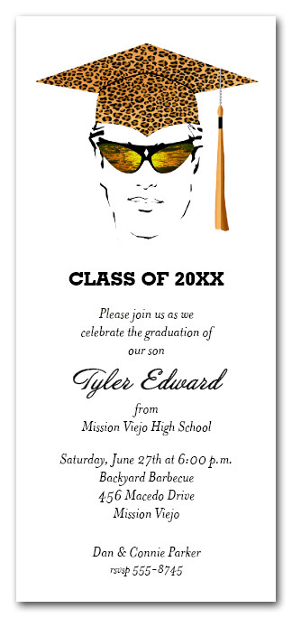 Male High School Graduation Party Ideas
 Male Leopard Graduation Cap Invitation Graduation Party