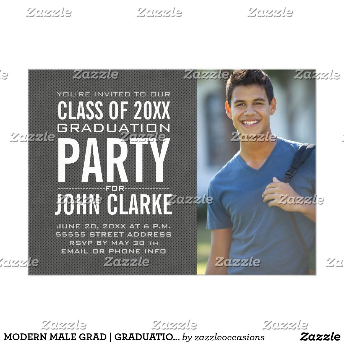 Male High School Graduation Party Ideas
 MODERN MALE GRAD GRADUATION PARTY INVITATION