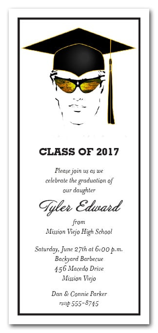 Male High School Graduation Party Ideas
 Shades & Black Cap Boy Graduation Party InvitationS