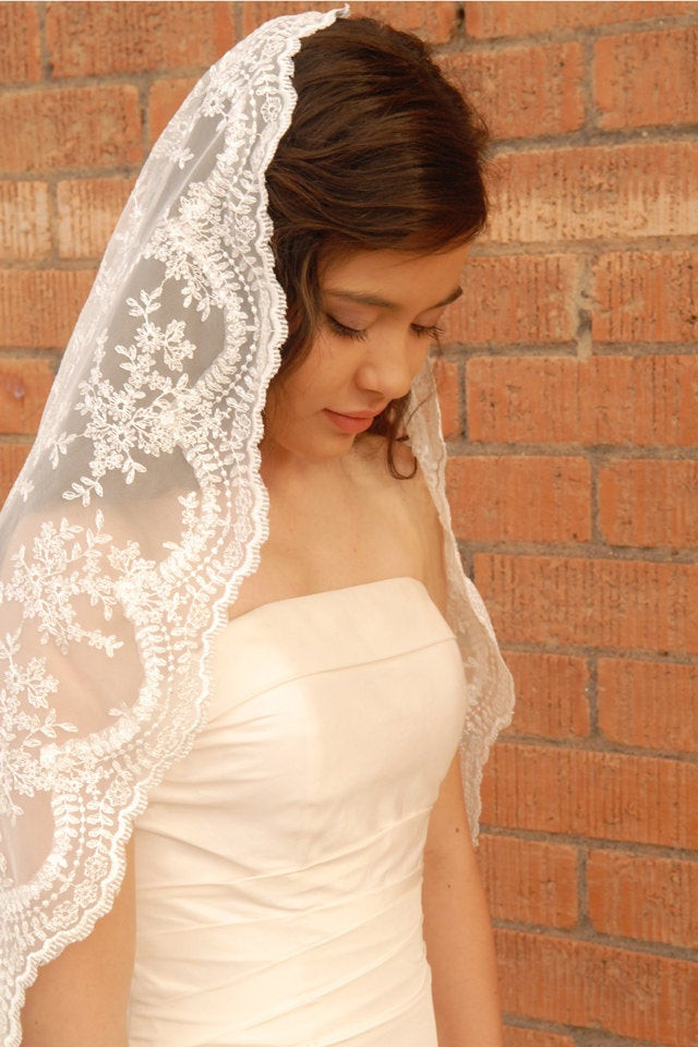 Mantilla Veil Wedding
 Lace Mantilla Wedding Veil Spanish Style Veil Romantic Veil