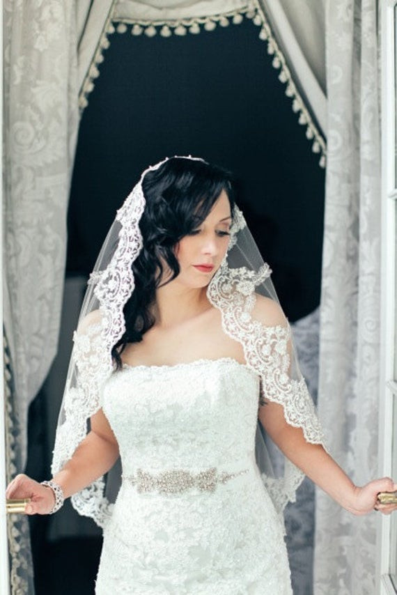 Mantilla Veil Wedding
 Lace veil Mantilla Spanish bridal veil Wedding veil with