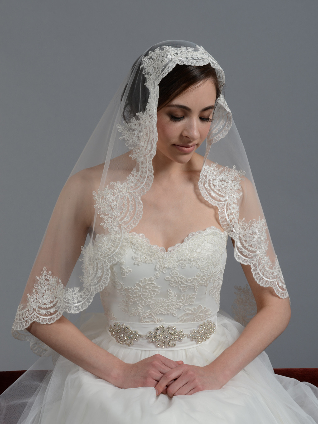 Mantilla Veil Wedding
 Mantilla bridal wedding veil elbow fingertip V030 V030