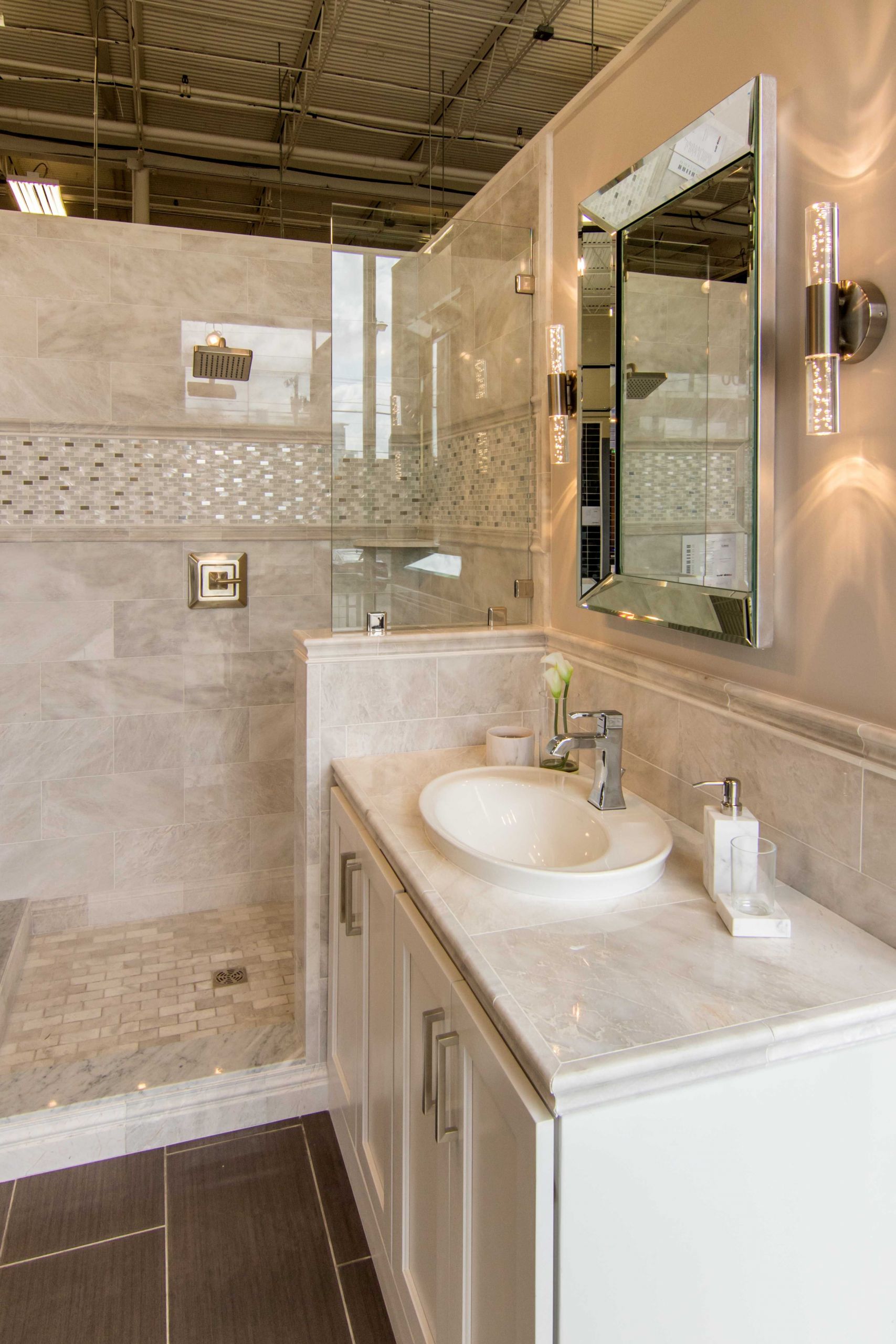 Marble Bathroom Floor Tiles
 Classic and elegant bright white with grayish vein
