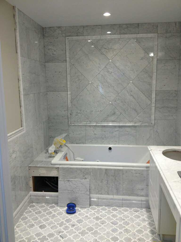 Marble Bathroom Showers
 Edmonton Tile Install – White Marble Bathroom