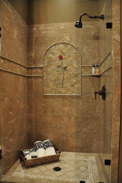 Marble Bathroom Showers
 Marble Shower Rose Mural Tropical Bathroom Seattle