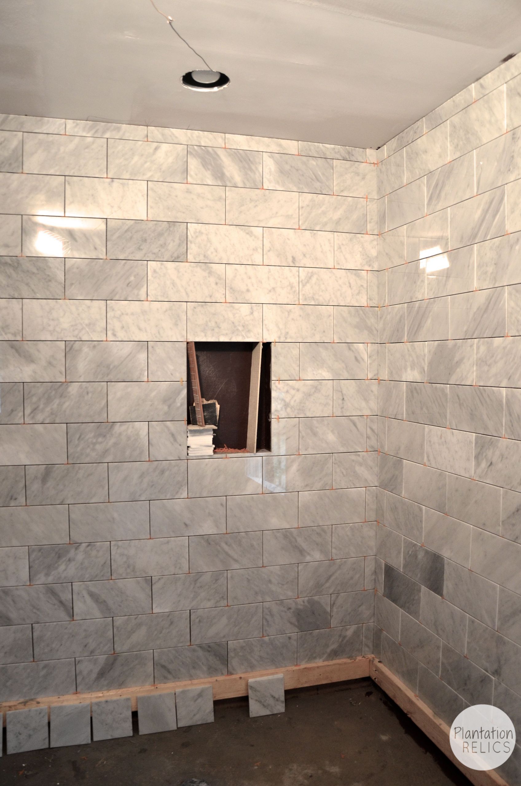 Marble Bathroom Showers
 Carrara Marble Master Bath Flip House Update