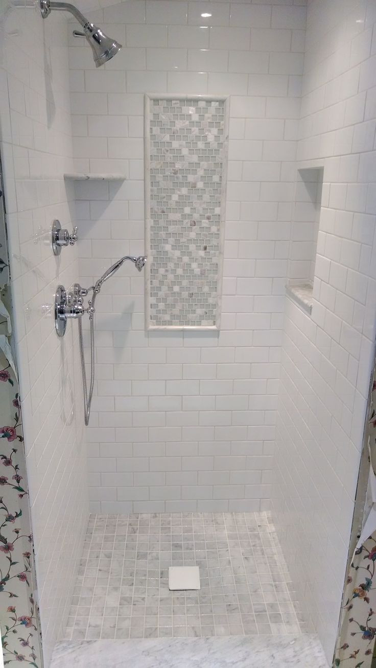 Marble Subway Tile Bathroom
 white subway & marble tile shower Google Search
