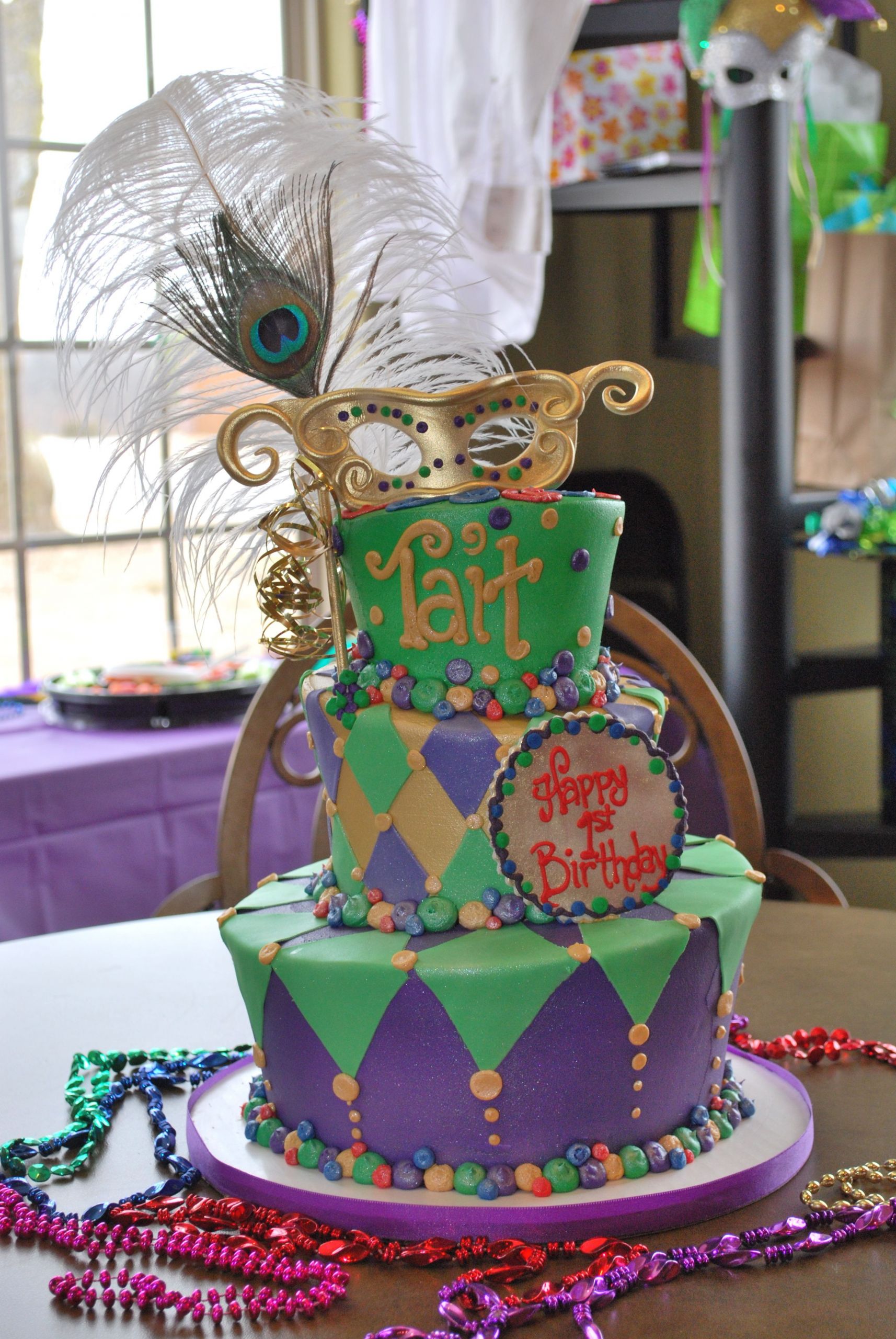 Mardi Gras Birthday Cake
 First Birthday Cake Mardi Gras Theme