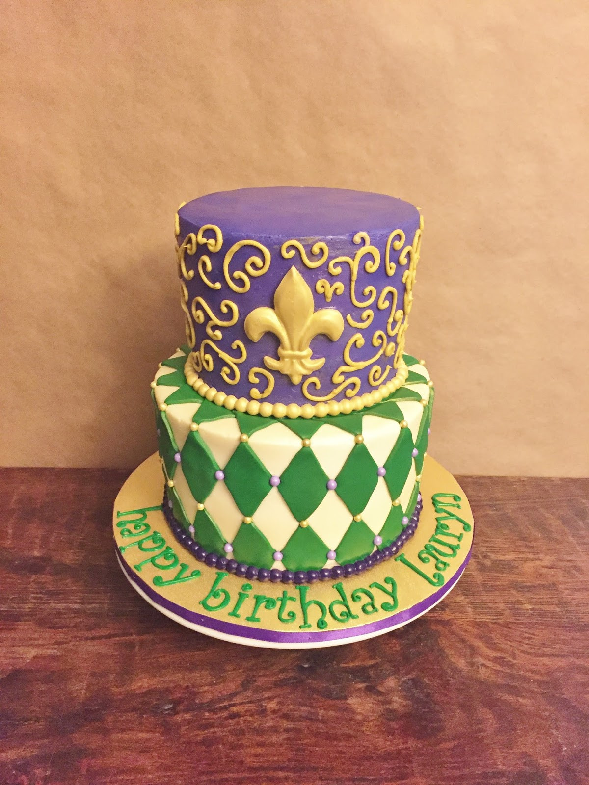 Mardi Gras Birthday Cake
 Cakes by Mindy Mardi Gras Birthday Cake 6" & 8"