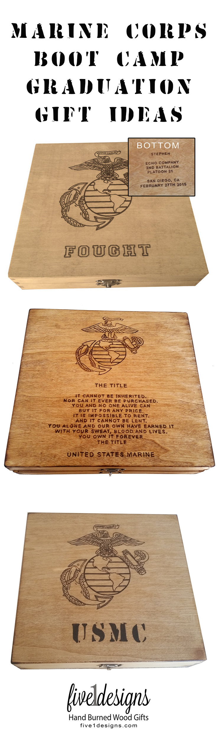 Marine Boot Camp Graduation Gift Ideas
 Marine Corps boot camp graduation keepsake boxes Each box