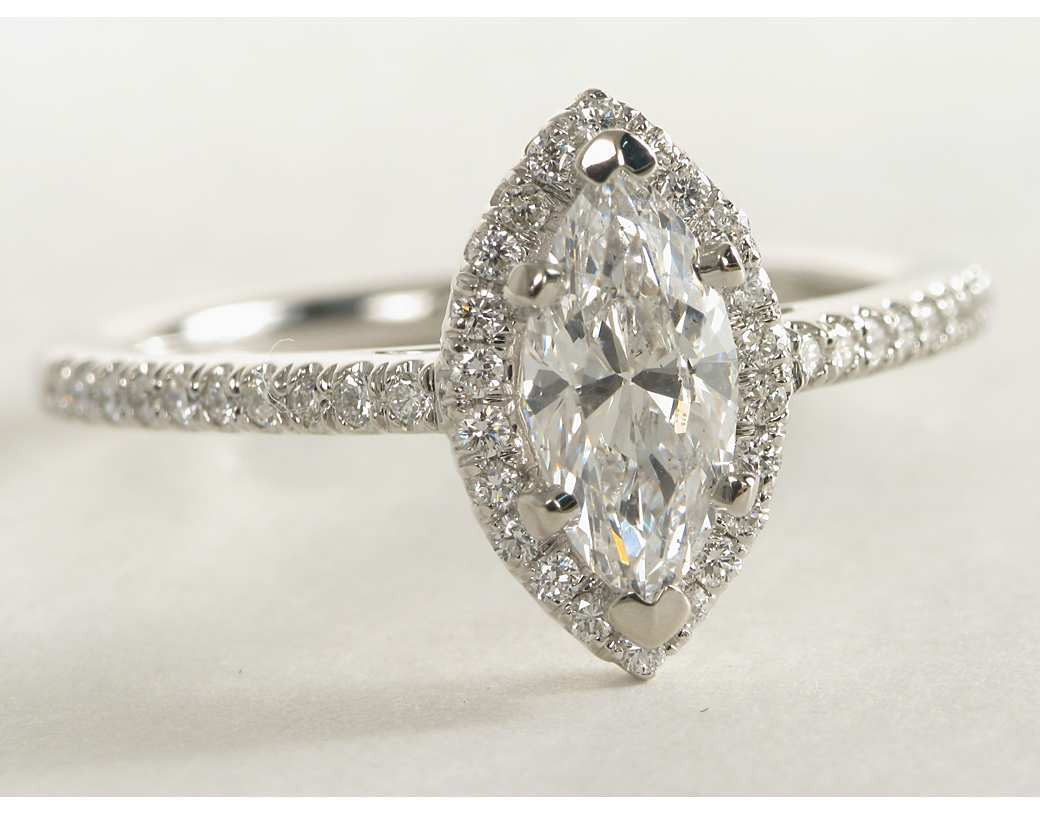 Marquise Diamond Engagement Rings
 Marquise Cut Halo Diamond Engagement Ring in 14k White