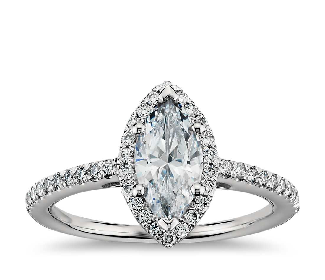 Marquise Diamond Engagement Rings
 Marquise Cut Halo Diamond Engagement Ring in Platinum