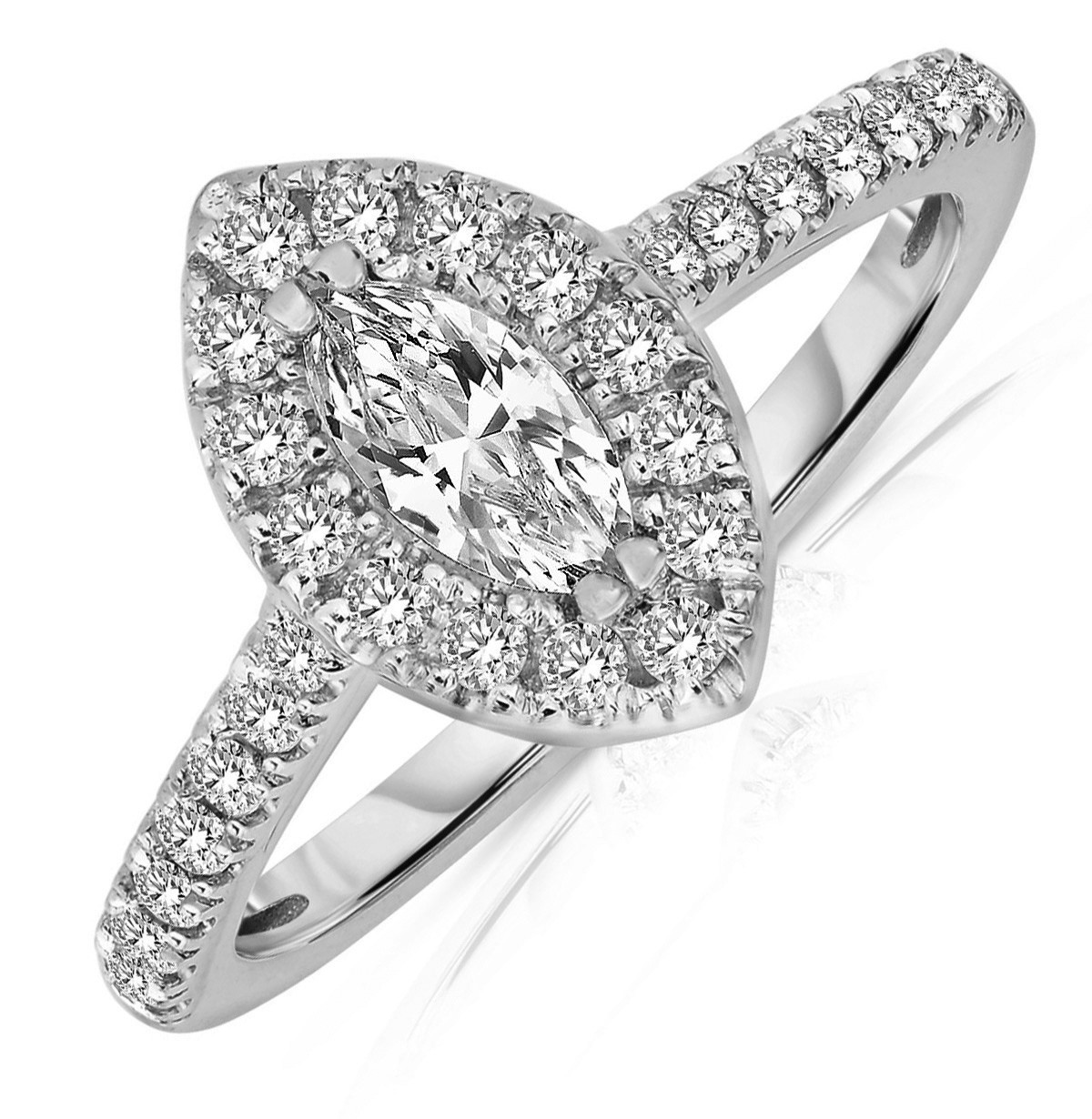 Marquise Diamond Engagement Rings
 Half Carat Marquise cut Halo Diamond Engagement Ring in