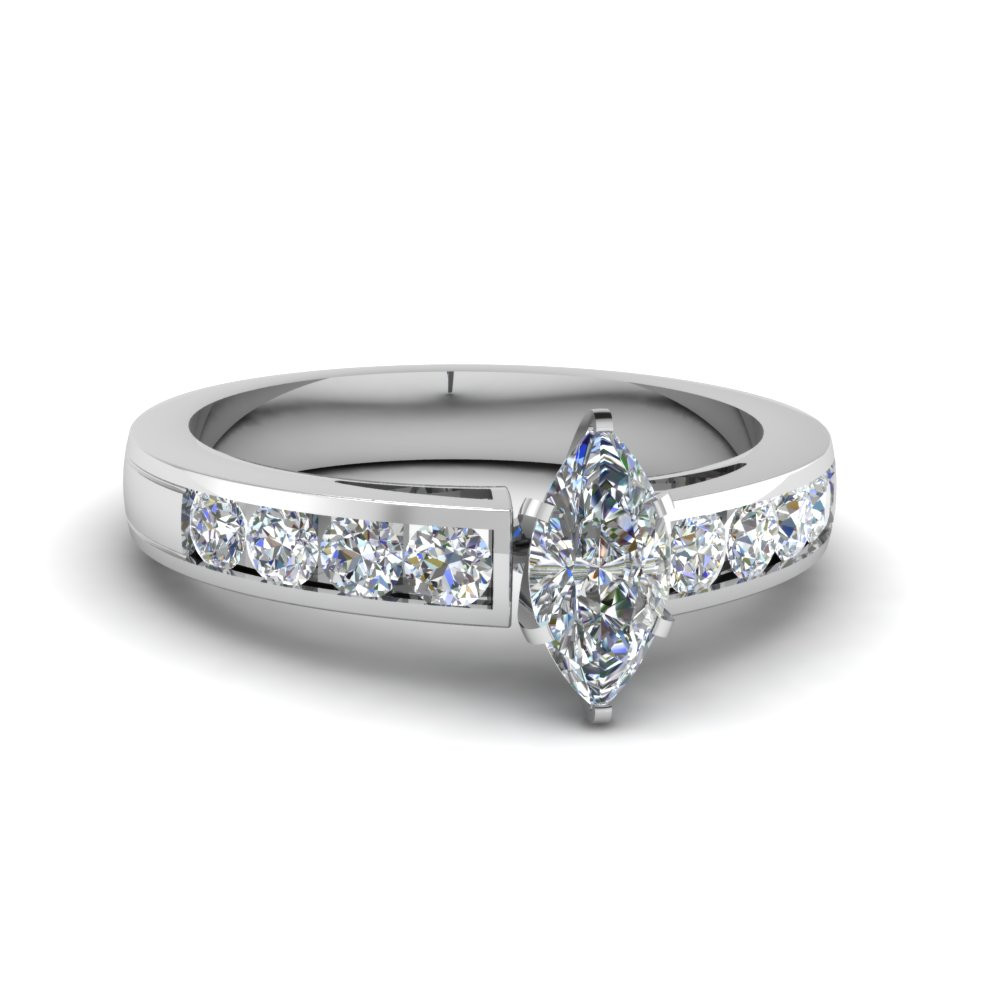 Marquise Diamond Engagement Rings
 Timeless Channel Marquise Diamond Engagement Ring In 18K