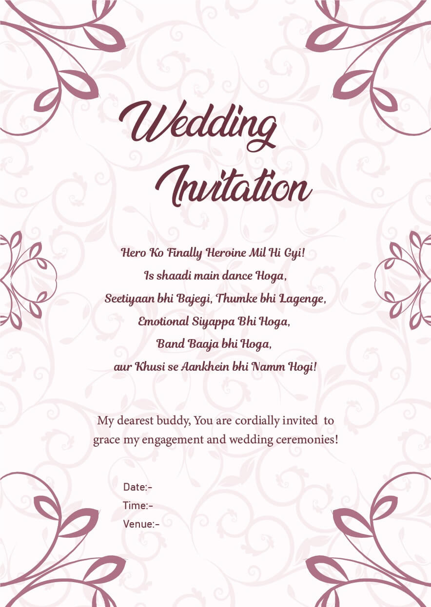 Marriage Invitation Quotes
 Wedding Invitation Wordings For Friends Invite Quotes