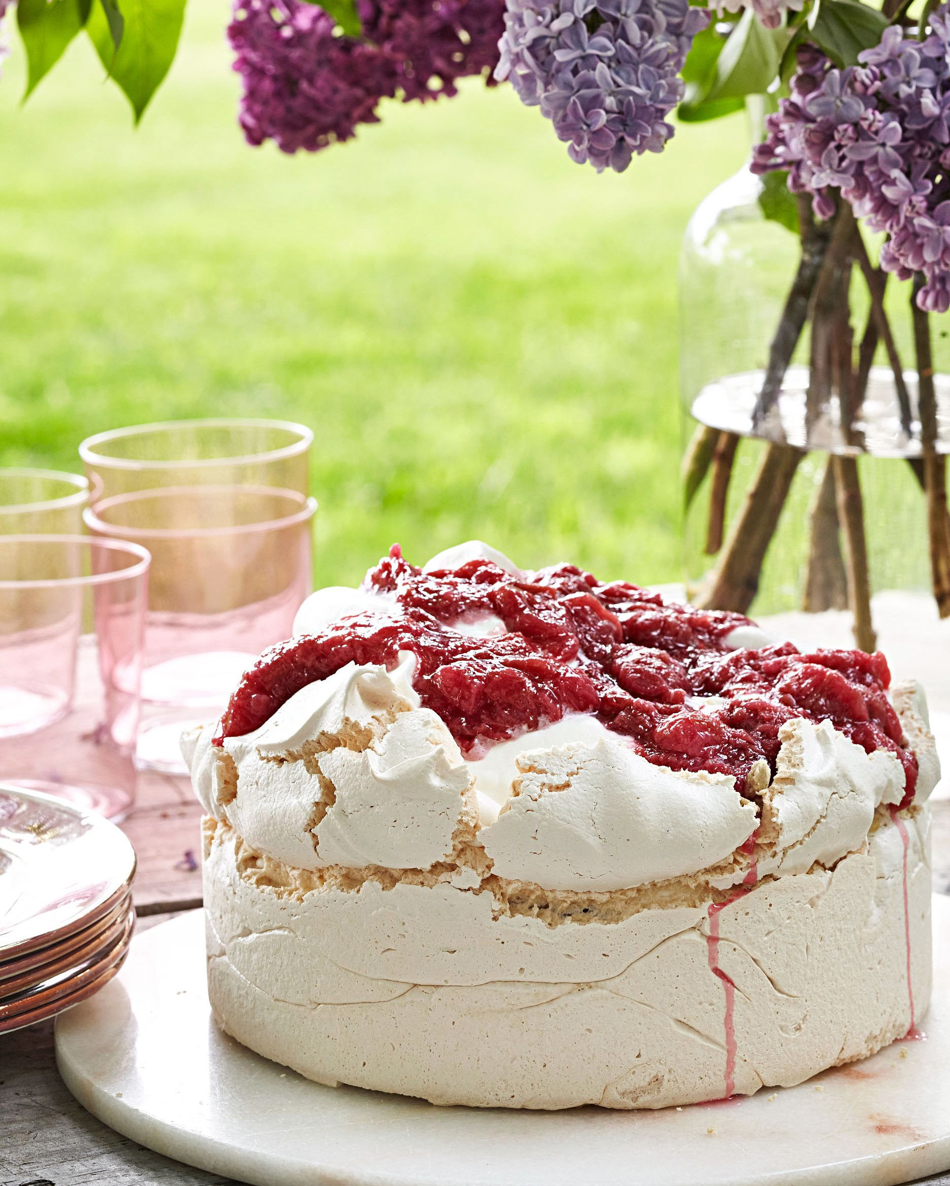 Martha Stewart Easter Desserts
 Rosy Rhubarb Meringue Cake Recipe
