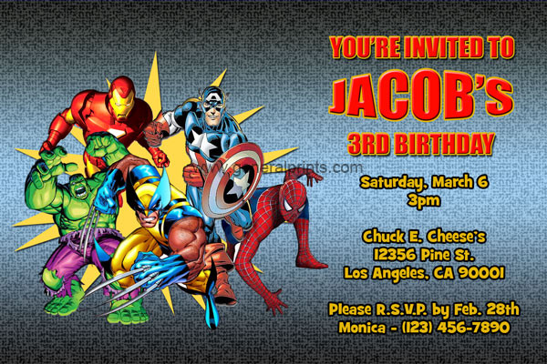 Marvel Birthday Invitations
 Marvel Superhero Invitations