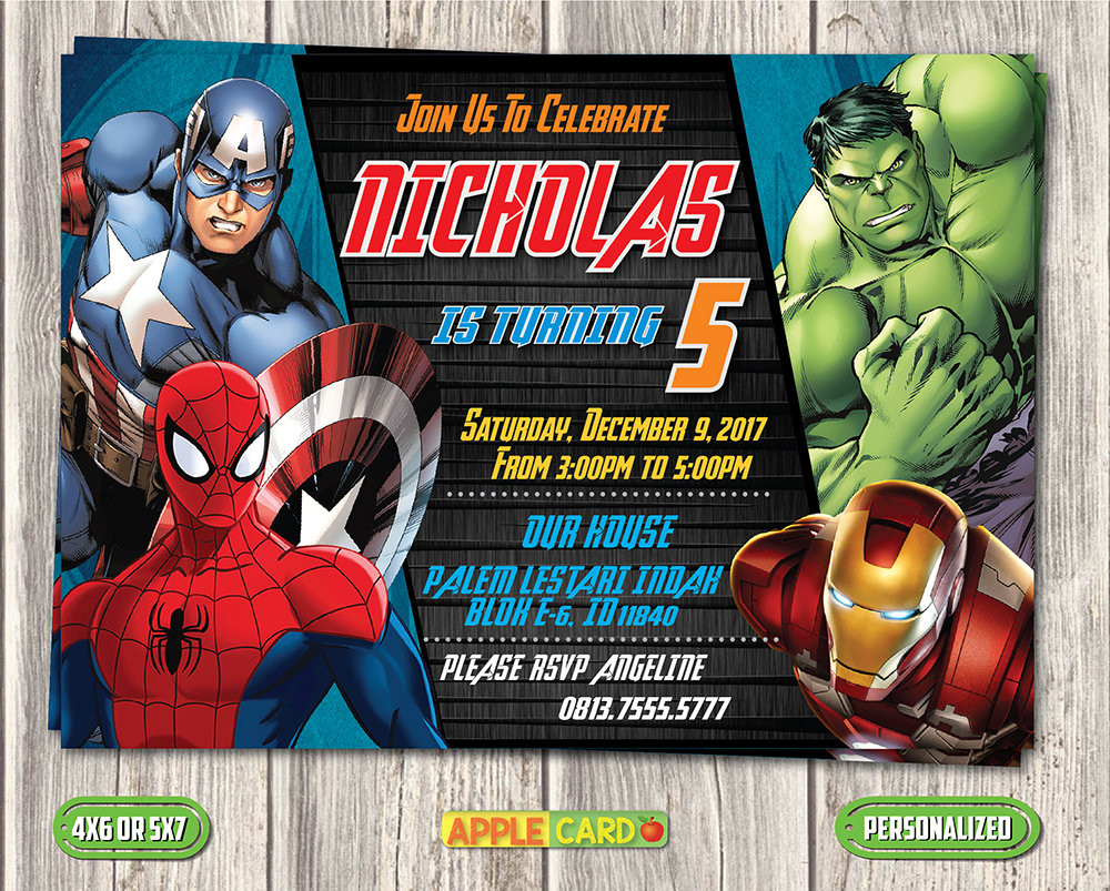 Marvel Birthday Invitations
 Avengers Birthday Invitation Avengers Invitation Card