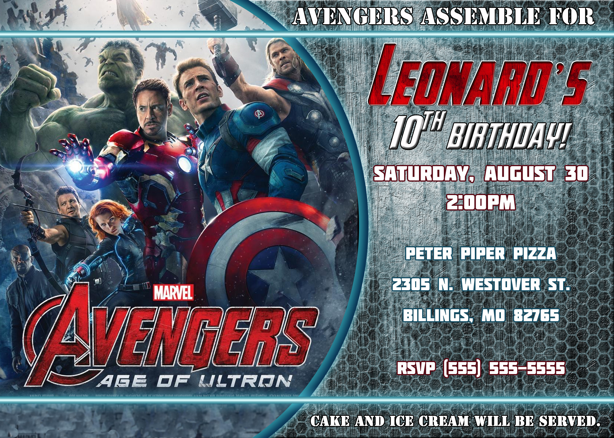 Marvel Birthday Invitations
 Avengers Birthday Invitation
