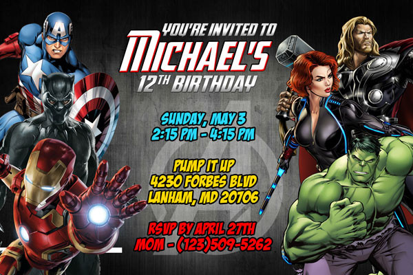 Marvel Birthday Invitations
 Avengers Invitations Superhero Printable