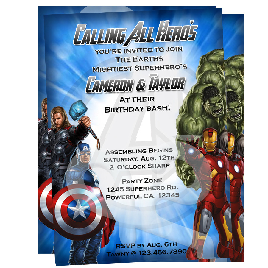 Marvel Birthday Invitations
 Avengers personalized Invitations