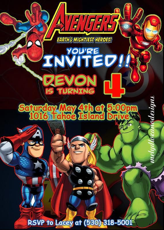 Marvel Birthday Invitations
 Marvel Avengers Birthday Invitation