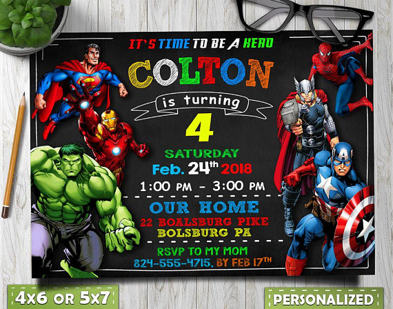 Marvel Birthday Invitations
 Avengers Birthday Invitation Avengers Invitation Avengers