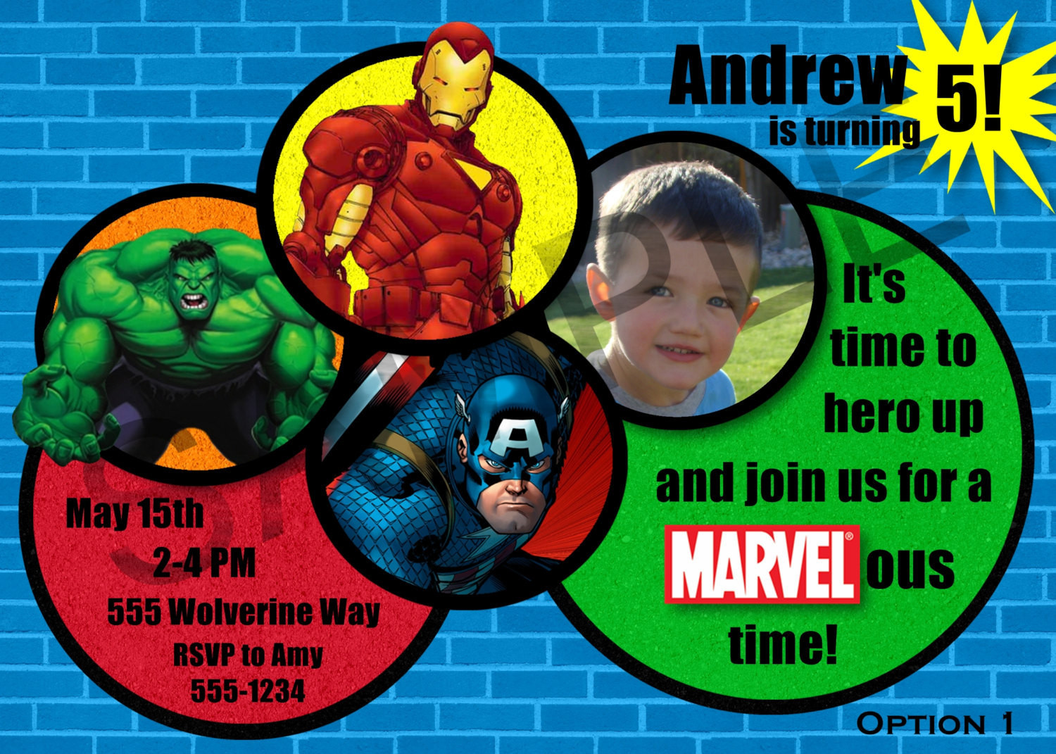 Marvel Birthday Invitations
 Marvel Avengers Birthday Party Invitation Digital File